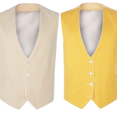 Peregrine Jude Wedding Waistcoat Yellow Linen Reversible