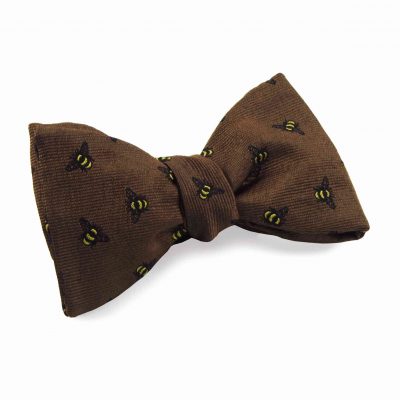 Silk bow tie ochre bees