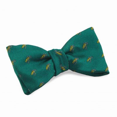 Silk bow tie frog green