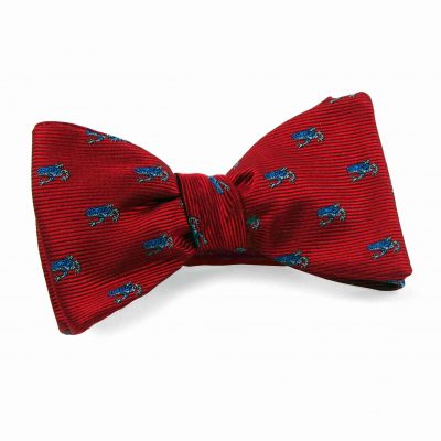 Silk Bow Tie frog red blue