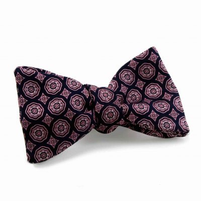 Navy pink silk bow tie